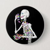 Skeleton Eating Halloween Candy Button (Vorderseite)