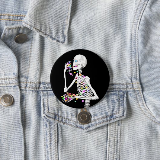 Skeleton Eating Halloween Candy Button (Beispiel)