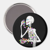 Skeleton Eating Halloween Candy Magnet (Vorderseite/Rückseite)
