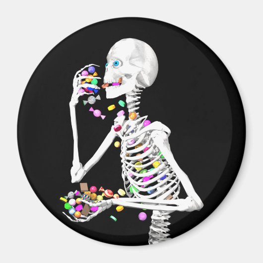 Skeleton Eating Halloween Candy Magnet (Vorne)