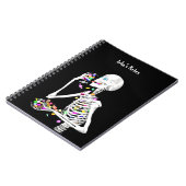 Skeleton Eating Halloween Candy Notizblock (Linke Seite)