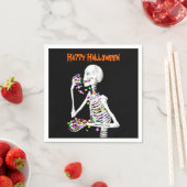 Skeleton Eating Halloween Candy Serviette (Beispiel)