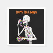 Skeleton Eating Halloween Candy Serviette (Vorderseite)
