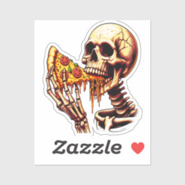Skeleton Eating Pizza  Aufkleber