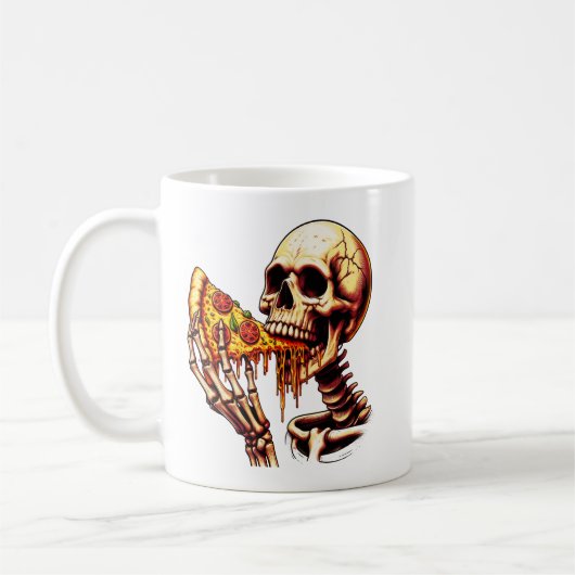 Skeleton Eating Pizza Kaffeetasse (Links)