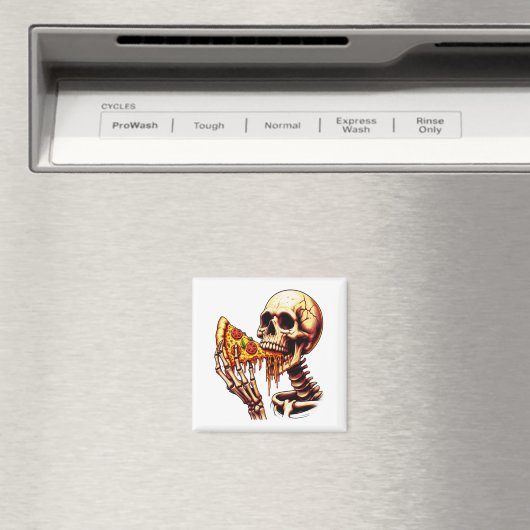 Skeleton Eating Pizza Magnet (In Situ (Geschirrspüler))