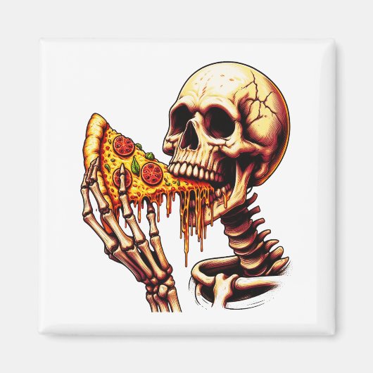 Skeleton Eating Pizza Magnet (Vorne)