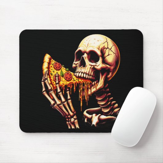 Skeleton Eating Pizza  Mousepad (Mit Mouse)