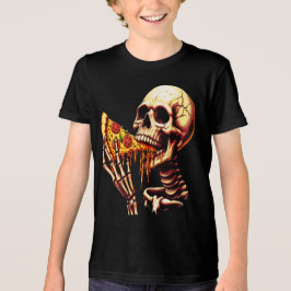 Skeleton Eating Pizza  Tri-Blend Shirt