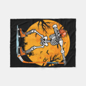 Skeleton Eishockey Halloween Boys Dabbing Hallowe Fleecedecke (Vorderseite (Horizontal))