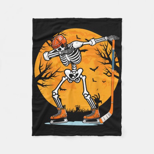 Skeleton Eishockey Halloween Boys Dabbing Hallowe Fleecedecke (Vorderseite)