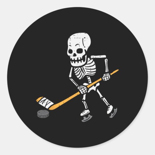 Skeleton Eishockey Halloween Kostüm Spor Men Boy Runder Aufkleber (Vorderseite)