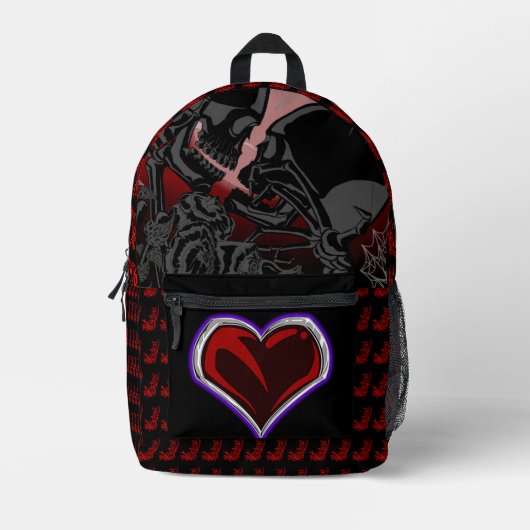 Skeleton Emo Liebhaber des Herzens Bedruckter Rucksack (Vorderseite)