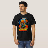 Skeleton Engel of Death Halloween Pumpkin Crows T-Shirt (Vorne ganz)