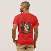 Skeleton Farmer Pumpkin Crew Halloween T-Shirt (Schwarz voll)