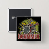 Skeleton Felsen-Schlagzeuger Button (Vorne & Hinten)