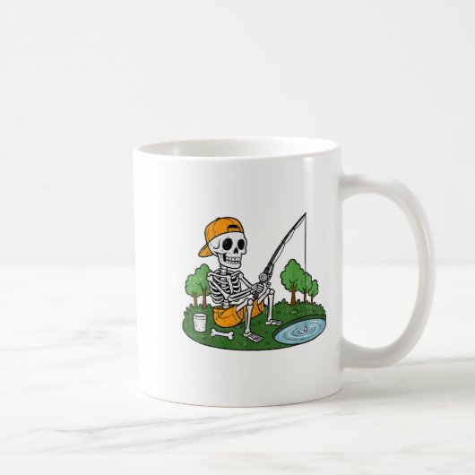 Skeleton Fischen Halloween Soky Fisherman Fish Men Kaffeetasse (Rechts)