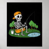 Skeleton Fischen Halloween Soky Fisherman Fish Men Poster (Vorne)