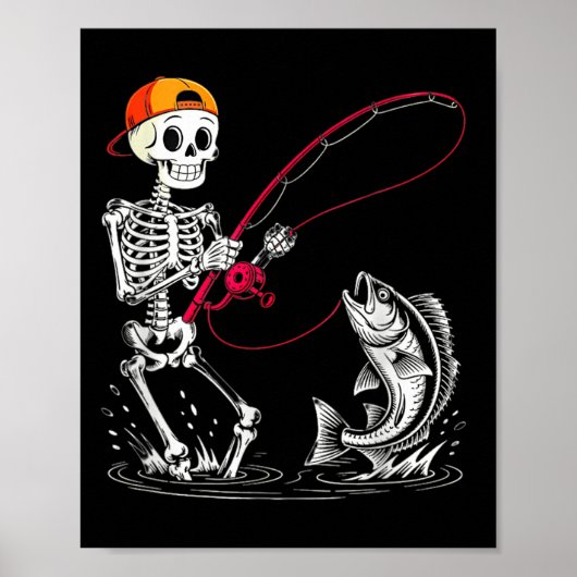Skeleton Fishing Halloween Costume Funny Fishing B Poster (Vorne)
