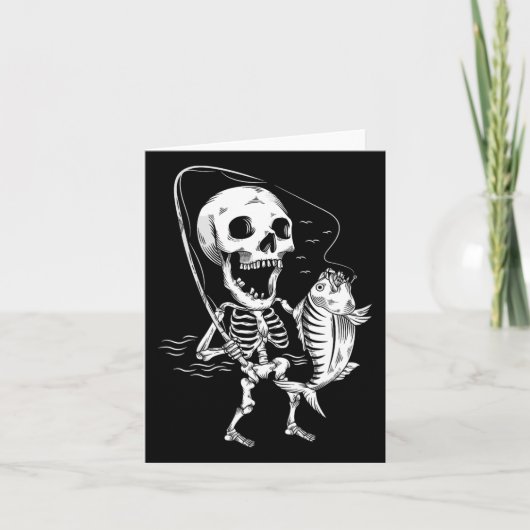Skeleton Fishing Lazy Halloween Kostüm Cooler Schä Karte (Vorderseite)