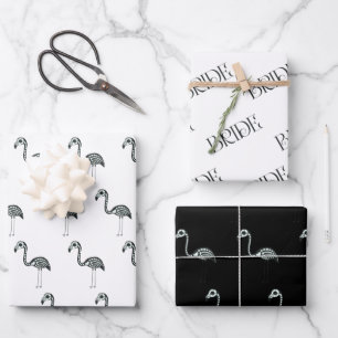 Skeleton Flamingo Brautparty Halloween Geschenkpapier Set