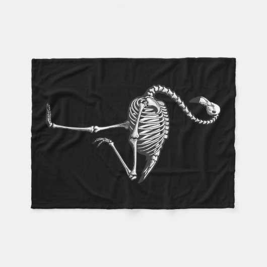 Skeleton Flamingo Halloween Fleecedecke (Vorderseite (Horizontal))