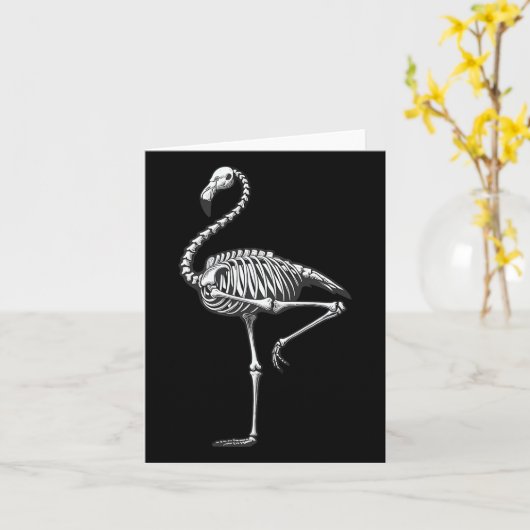 Skeleton Flamingo Halloween Karte (Gelbe Blume)
