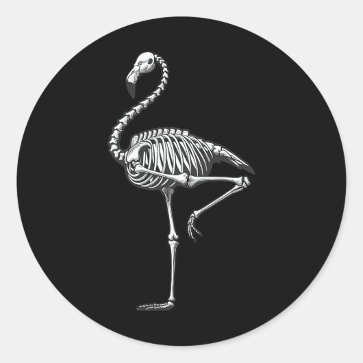 Skeleton Flamingo Halloween Runder Aufkleber (Vorderseite)