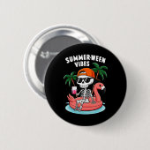 Skeleton Flamingo Summerween Vibes Halloween Boys Button (Vorne & Hinten)