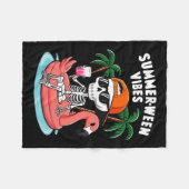 Skeleton Flamingo Summerween Vibes Halloween Boys Fleecedecke (Vorderseite (Horizontal))