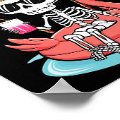 Skeleton Flamingo Summerween Vibes Halloween Boys Poster (Ecke)