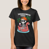 Skeleton Flamingo Summerween Vibes Halloween Boys T-Shirt (Vorderseite)