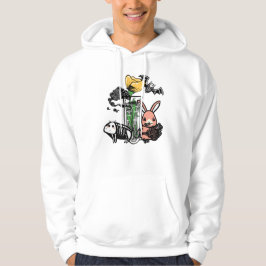 Skeleton-Fledermaus- und rosa-Hasen-Zen-Garten-Kun Hoodie