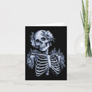 Skeleton Floral Skull Halloween Gothic Occult Wome Karte