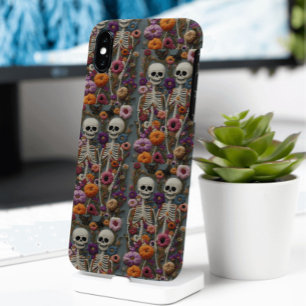 Skeleton Floral Stickerei Stil iPhone/iPad Fall iPhone 16 Pro Max Hülle