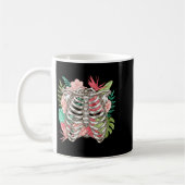 Skeleton Flowers Rib Cage X-ray Funny Halloween Kaffeetasse (Links)