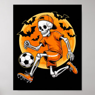 Skeleton Footbyll Men Boys Kids Halloween Soccer C Poster