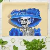 Skeleton-Frau in blau lachen Geschirrtuch (Gefaltet)