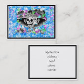 Skeleton-Frau in Bonnet auf blau lachen Visitenkarte (Vorne/Hinten)