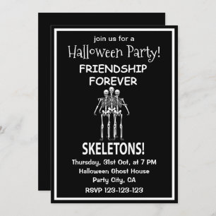 Skeleton Friendship Forever Halloween-Party Einladung