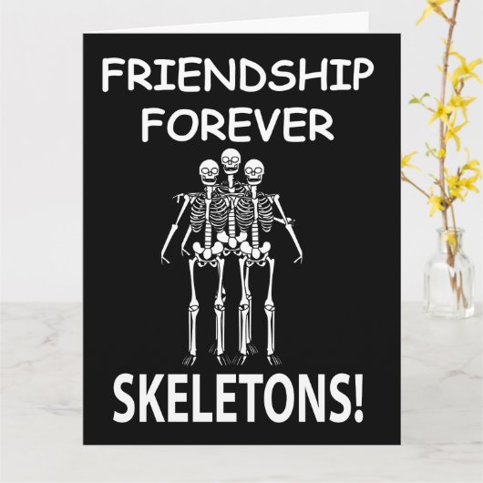 Skeleton Friendship Forever Halloween Skeleton Karte (Gelbe Blume)