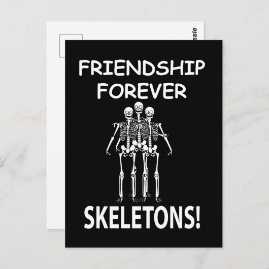Skeleton Friendship Forever Halloween Skeleton Postkarte (Vorne/Hinten)