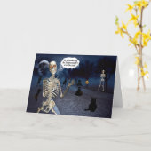 Skeleton Funny Joke Trick oder Treat Halloween Karte (Gelbe Blume)