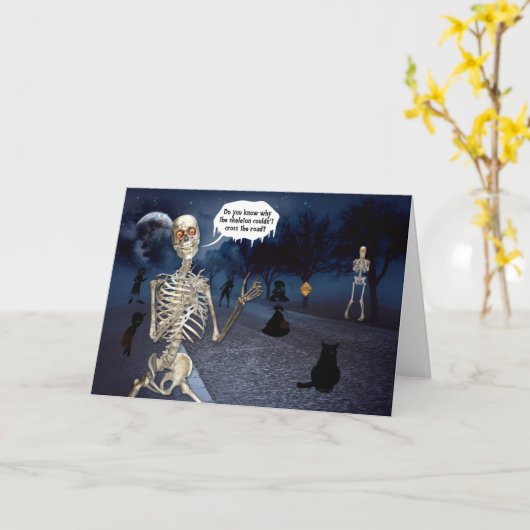 Skeleton Funny Joke Trick oder Treat Halloween Karte (Gelbe Blume)