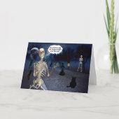 Skeleton Funny Joke Trick oder Treat Halloween Karte (Vorderseite)