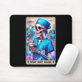 Skeleton Funny Tarot Card Night Shift Squad Hallow Mousepad (Mit Mouse)