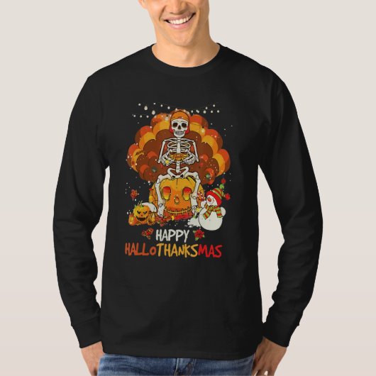 Skeleton Game Happy Hallothanksmas Video Game Fall T-Shirt (Vorderseite)