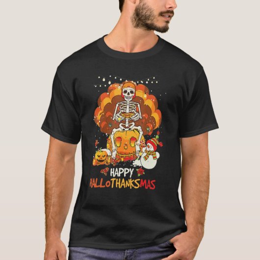 Skeleton Game Happy Hallothanksmas Video Game Fall T-Shirt (Vorderseite)