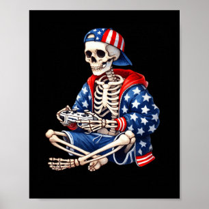 Skeleton Gamer 4. Juli Videospiel Gaming Jungen  Poster
