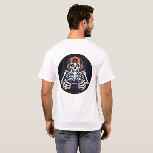 Skeleton Gamer Cooles Videospiel mit Controller T-Shirt (Schwarz voll)